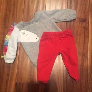 Carter’s 6 Month Unicorn Sweatshirt and Pants